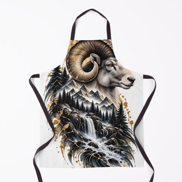 Item preview, Ram Above the Cascade | Bighorn Ram Waterfall Art designed and sold by Norvian.