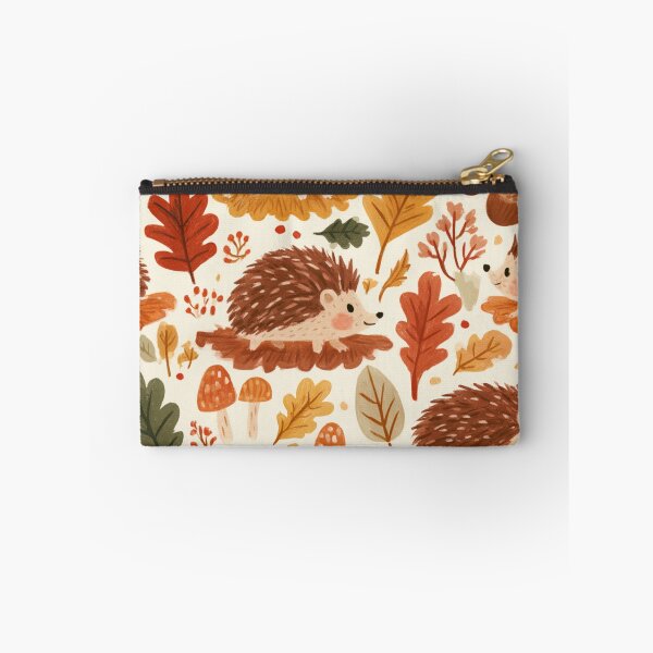 Item preview, Cute Hedgehog Autumn Leaves Mushroom Woodland Pattern designed and sold by NicolasGlowArt.