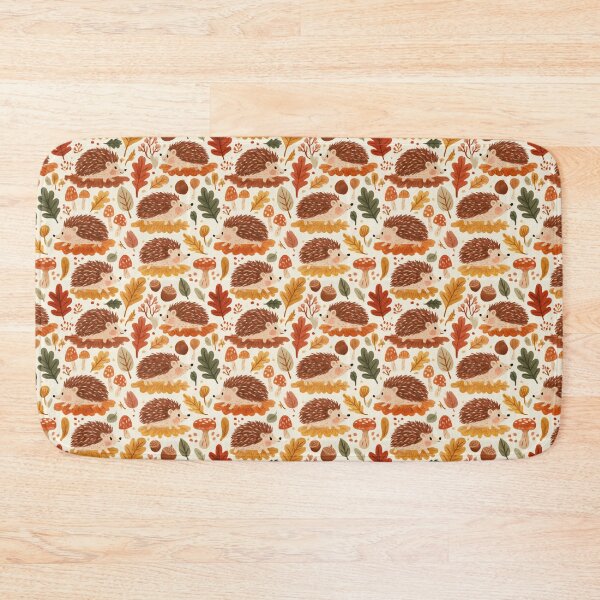 Item preview, Cute Hedgehog Autumn Leaves Mushroom Woodland Pattern designed and sold by NicolasGlowArt.