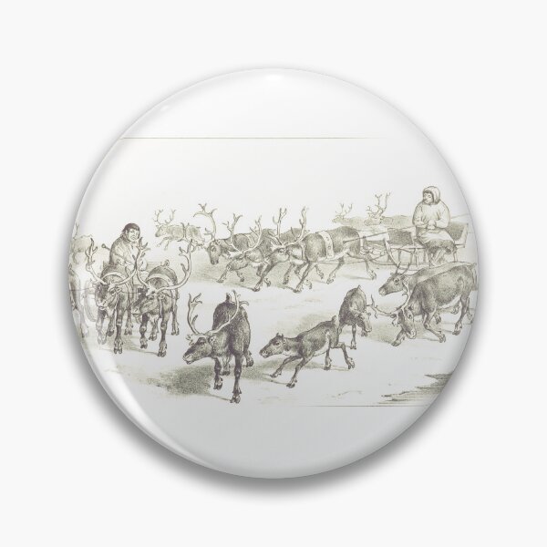 Item preview, Vintage Sami Reindeer Sledge Drawing Illustration designed and sold by Antique Science Press.