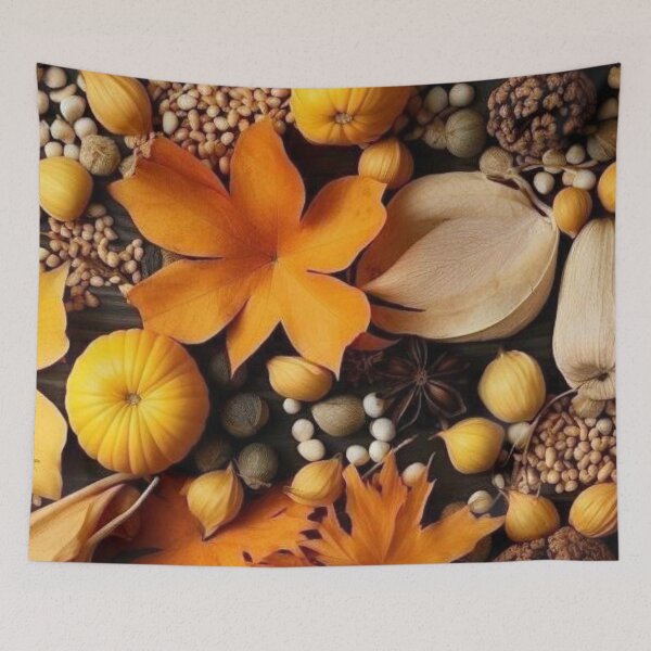 Item preview, Autumn Harvest Knolling Flat Lay — Pumpkins Autumn Leaves and Spices Pattern designed and sold by LYAN-STORE.