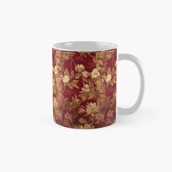 Item preview, Luxurious Chinese-inspired botanical pattern with golden flowers designed and sold by Bodique.
