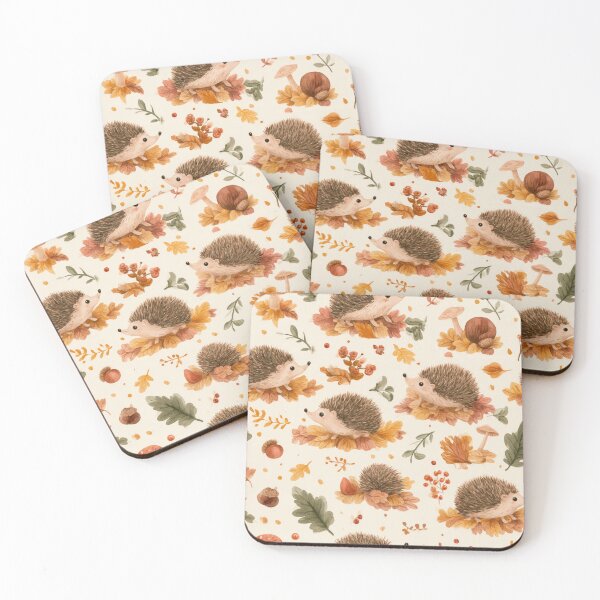 Item preview, Cute Watercolor Hedgehog Autumn Forest Pattern designed and sold by NicolasGlowArt.