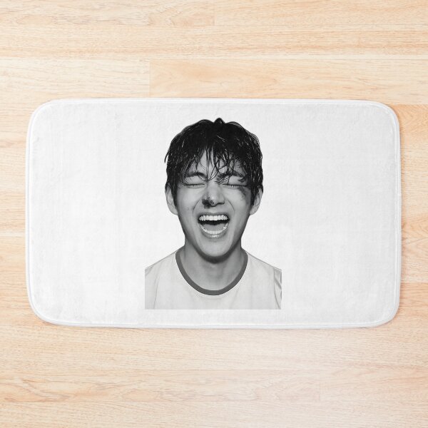 Item preview, Kim Taehyung Raw Smile Artistic Black and White Portrait Design designed and sold by SpaceWaifu.