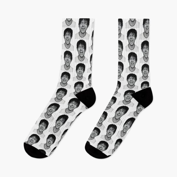 Item preview, Kim Taehyung Raw Smile Artistic Black and White Portrait Design designed and sold by SpaceWaifu.