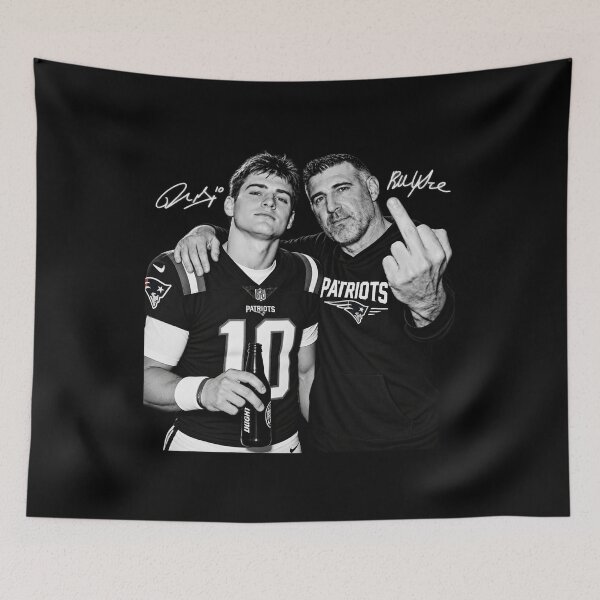 Item preview, Drake Maye Mike Vrabel Middle Finger designed and sold by moabeArtistic.