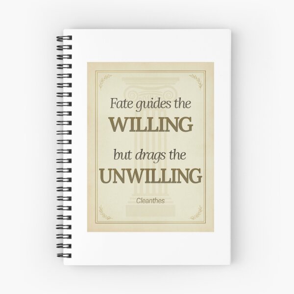 Item preview, Fate Guides the Willing but Drags the Unwilling - Cleanthes - Elegant Script Stoic Quote - Black and Gold Version designed and sold by Stoic Core.