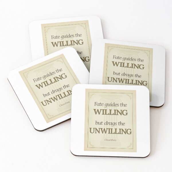 Item preview, Fate Guides the Willing but Drags the Unwilling - Cleanthes - Elegant Script Stoic Quote - Black and Gold Version designed and sold by Stoic Core.