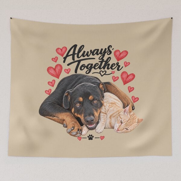 Item preview,  Always Together - Rottweiler and Ginger Cat Best Friends, designed and sold by PrintGo26.