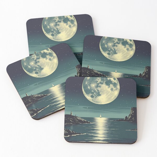 Item preview, Retro Full Moon Poster - Luminous Moon Craters Space Art designed and sold by Deep Field Prints.