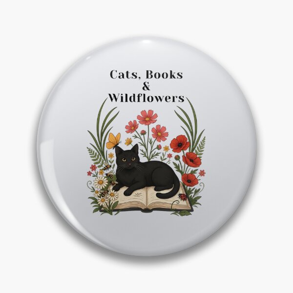 Item preview, Black Cat Reading Book in Wildflower Garden - Cottagecore Botanical Floral Art designed and sold by EVESTUDIOART.