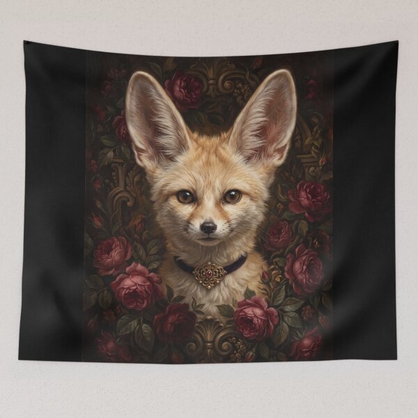 Item preview, Regal Fennec Fox Portrait with Ruby Brooch designed and sold by Real Beast Art.