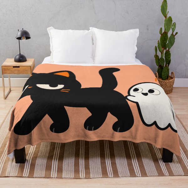 Item preview, Black Cat and Ghost Halloween – Funny Spooky Cat Design designed and sold by MewMade.