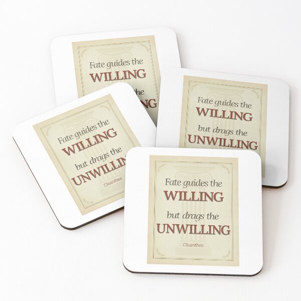Item preview, Fate Guides the Willing but Drags the Unwilling - Cleanthes - Elegant Script Stoic Quote - Roman Red Version designed and sold by Stoic Core.