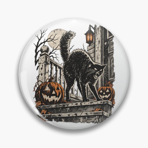 Item preview, Spooky Black Cat Arching Back Pumpkins Vintage Halloween Design designed and sold by luffyShop1.