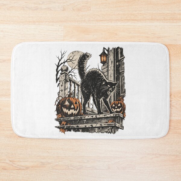 Item preview, Spooky Black Cat Arching Back Pumpkins Vintage Halloween Design designed and sold by luffyShop1.