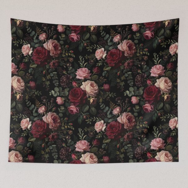 Item preview, Dark Romantic Vintage Rose Floral Pattern designed and sold by PunchDrop.