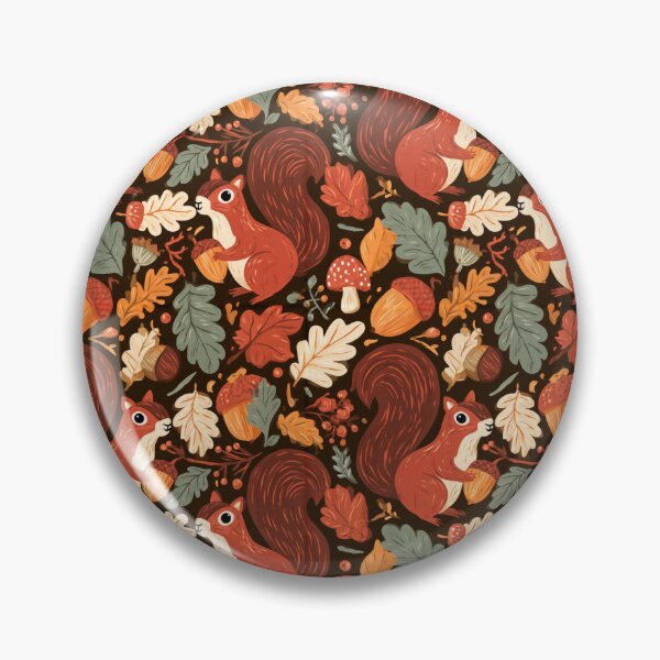 Item preview, Whimsical Squirrel Fall Leaves Acorn Autumn Pattern designed and sold by NicolasGlowArt.