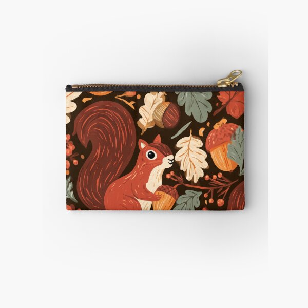 Item preview, Whimsical Squirrel Fall Leaves Acorn Autumn Pattern designed and sold by NicolasGlowArt.