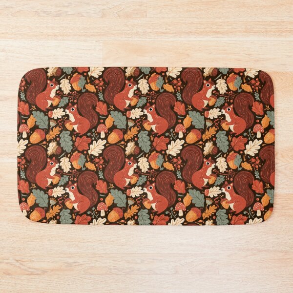 Item preview, Whimsical Squirrel Fall Leaves Acorn Autumn Pattern designed and sold by NicolasGlowArt.
