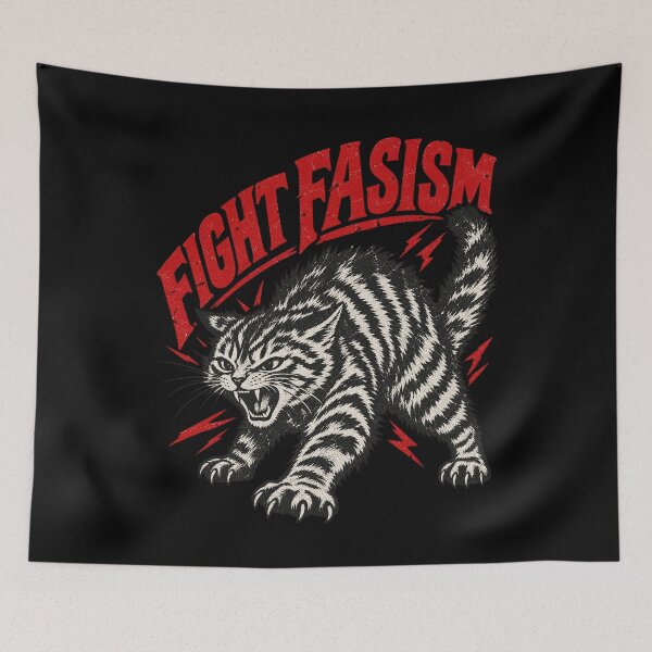Item preview, Fight Fascism Retro Angry Cat Political Activism Design designed and sold by luffyShop1.