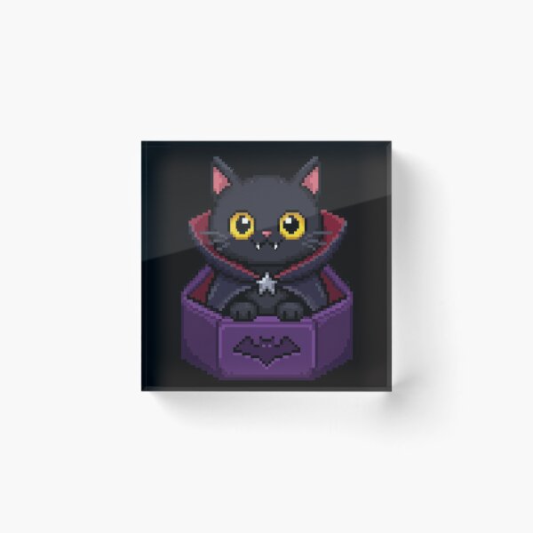 Item preview, Retro Pixel Vampire Cat in Coffin - Cute Spooky Halloween Sticker designed and sold by UnripeAlmond.