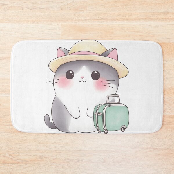 Item preview, Kawaii Travel Cat With Suitcase Summer Vacation designed and sold by NadinArtStudio.