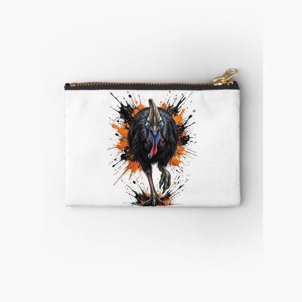 Item preview, Deadly Stride - Cassowary with Orange and Black Ink Splash Art designed and sold by StickVerse by Owais.