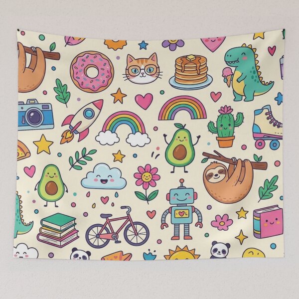 Item preview, Cute Kawaii Doodle Pattern designed and sold by lungpleecha.