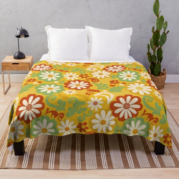 Item preview, Retro Mustard Daisy Floral Pattern designed and sold by PunchDrop.