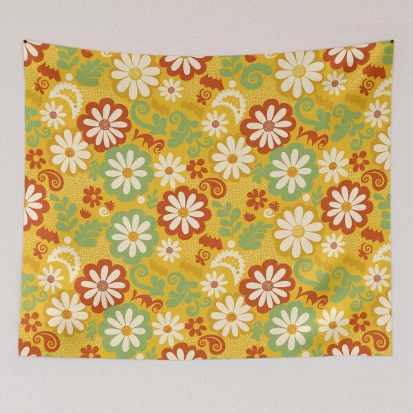 Item preview, Retro Mustard Daisy Floral Pattern designed and sold by PunchDrop.