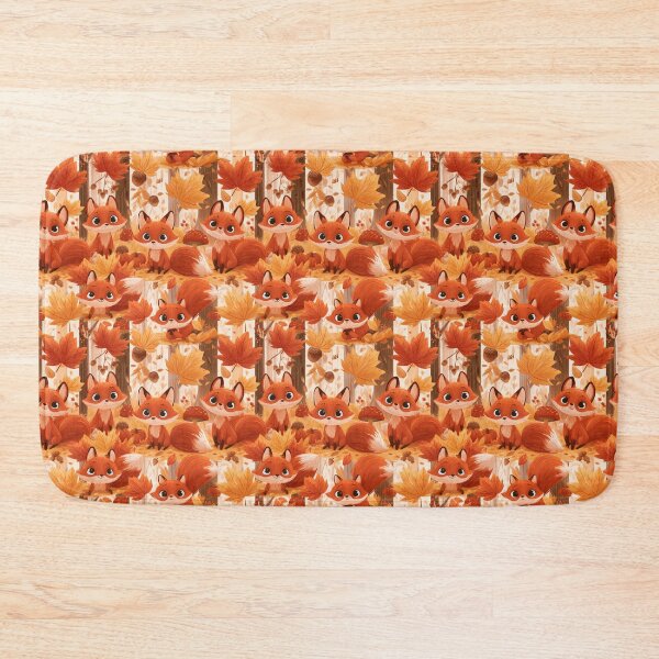 Item preview, Cute Autumn Foxes Forest Leaves Pattern designed and sold by NicolasGlowArt.