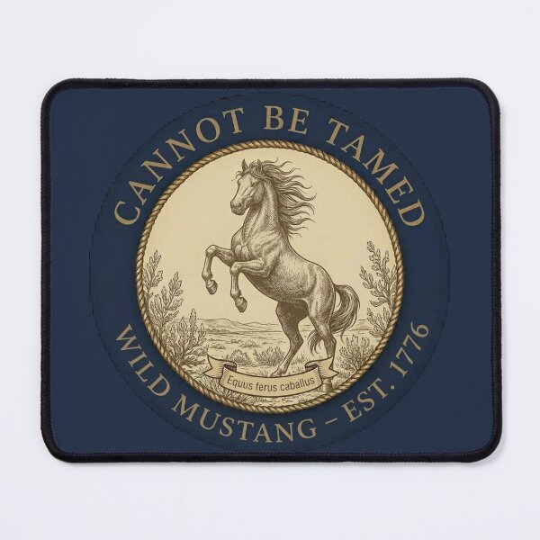 Item preview, Cannot Be Tamed American Mustang Humor Badge designed and sold by CalmCapy Co.