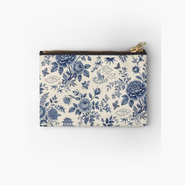 Item preview, Blue Chinoiserie Floral & Pagoda Pattern designed and sold by PunchDrop.