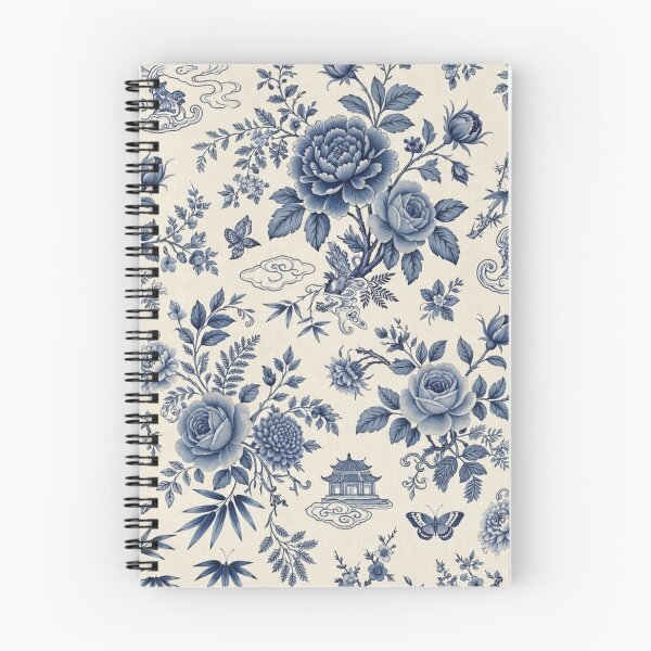 Item preview, Blue Chinoiserie Floral & Pagoda Pattern designed and sold by PunchDrop.