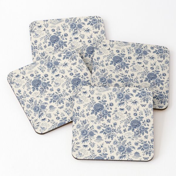 Artikelvorschau, Blaues Chinoiserie-Blumen- und Pagodenmuster entworfen und verkauft von PunchDrop.