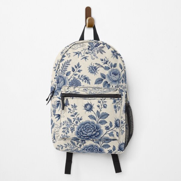 Artikelvorschau, Blaues Chinoiserie-Blumen- und Pagodenmuster entworfen und verkauft von PunchDrop.