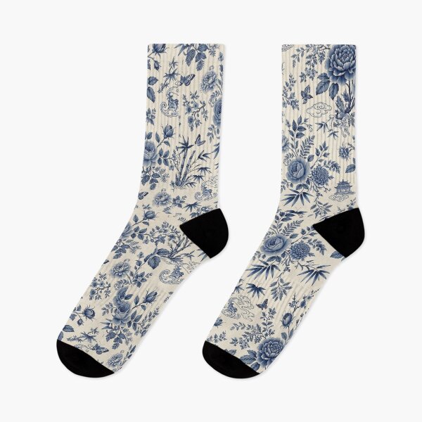 Item preview, Blue Chinoiserie Floral & Pagoda Pattern designed and sold by PunchDrop.