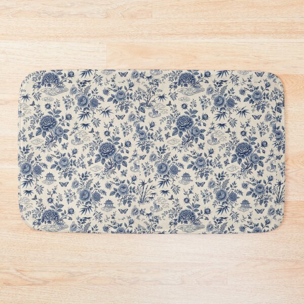 Item preview, Blue Chinoiserie Floral & Pagoda Pattern designed and sold by PunchDrop.