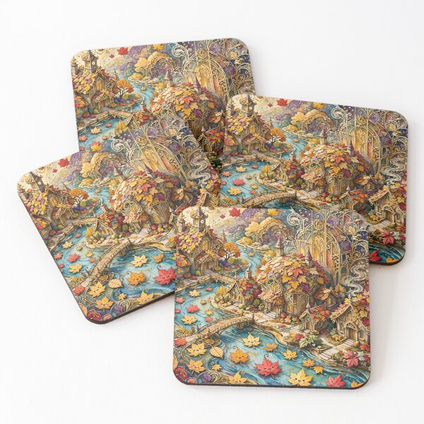 Item preview, Whimsical Autumn Leaf Village designed and sold by m-y-A-I-A-R-T-.