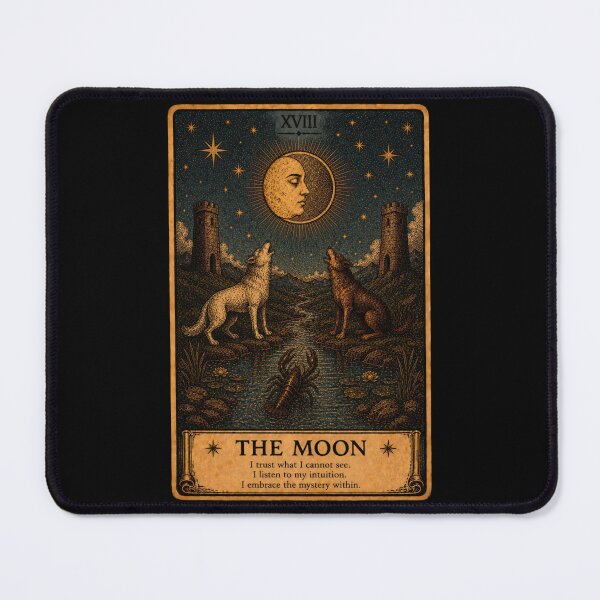 Item preview, The Moon Tarot Card - Mystical Intuition Illustration designed and sold by ArcanaAbsolute.