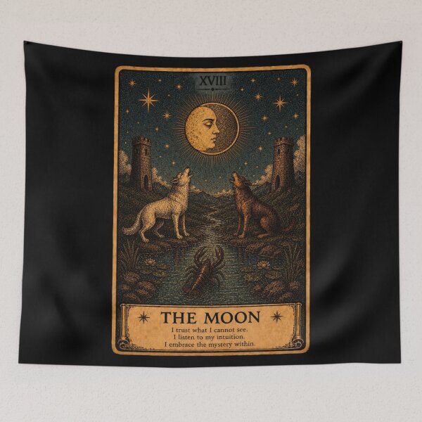 Item preview, The Moon Tarot Card - Mystical Intuition Illustration designed and sold by ArcanaAbsolute.
