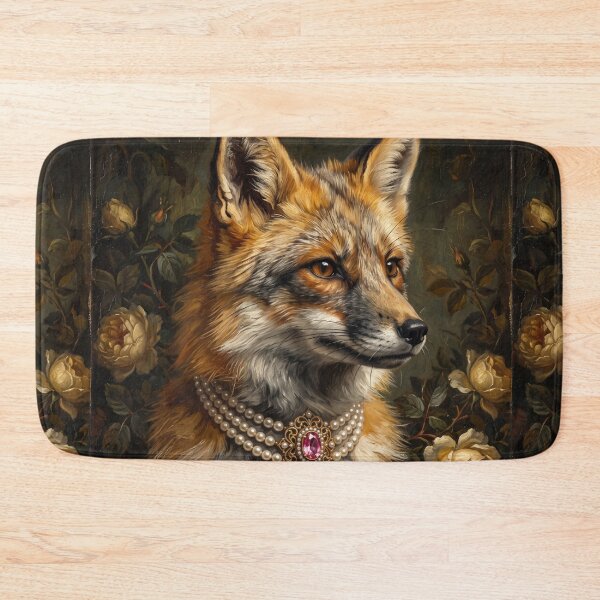 Item preview, Regal Fox Portrait with Pink Brooch Necklace designed and sold by Real Beast Art.