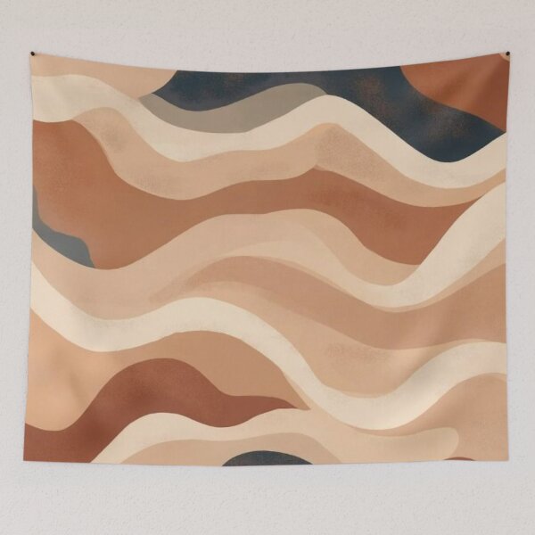 Item preview, Mid Century Modern Wavy Organic Lines — Terracotta and Beige Abstract Pattern designed and sold by LYAN-STORE.