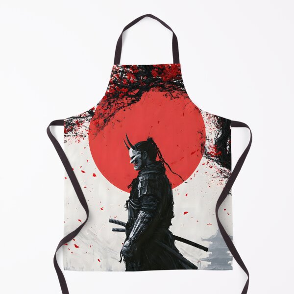 Item preview, Dark Fantasy Samurai Oni Demon Mask Red Sun Art designed and sold by GrinGalore.