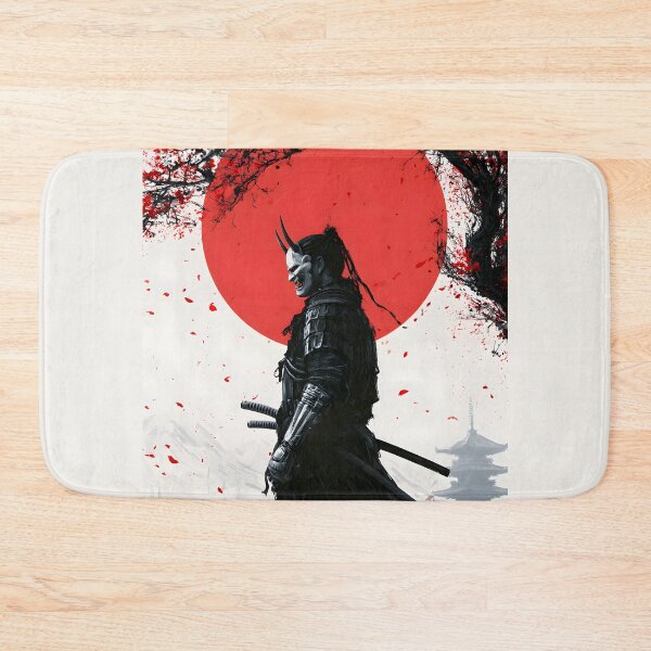Item preview, Dark Fantasy Samurai Oni Demon Mask Red Sun Art designed and sold by GrinGalore.
