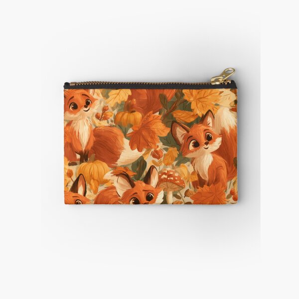 Item preview, Cute Autumn Foxes Fall Leaves Woodland Pattern designed and sold by NicolasGlowArt.
