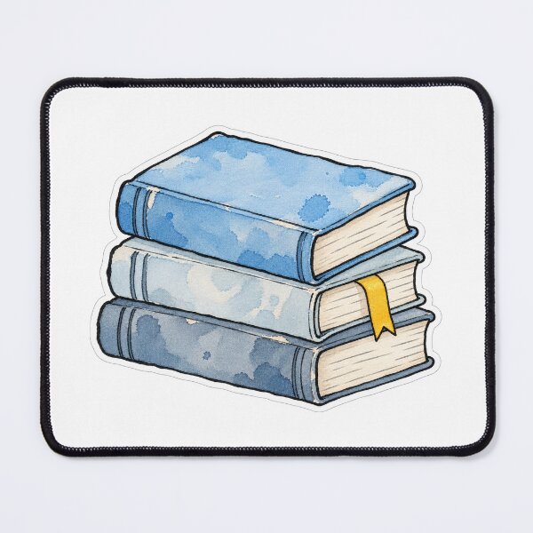 Item preview, Blue Watercolor Stack of Books with Yellow Bookmark designed and sold by Jessie's Palette.