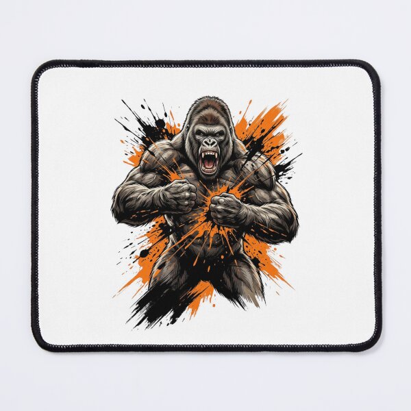 Item preview, Alpha Rage - Roaring Silverback Gorilla with Orange and Black Ink Splash Art designed and sold by StickVerse by Owais.