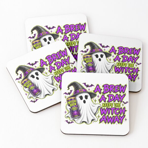 Item preview, A Brew A Day Keeps The Witch Away Cute Halloween Ghost Art designed and sold by DesignArtist.ia.